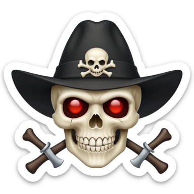 A skull and crossbones wearing a triangular vampire hunter hat. sticker