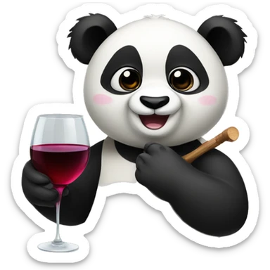 panda with wine sticker