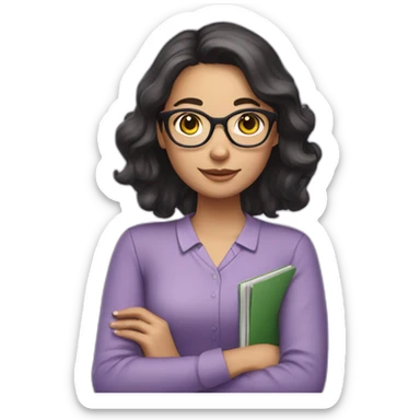 girl teacher in glasses with dark hair teacher in a lilac shirt sticker