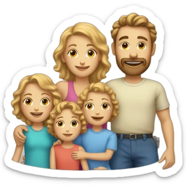 White Family with 3 kids and 2 cockapoos sticker
