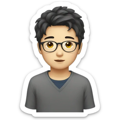 korean boy with glasses sticker
