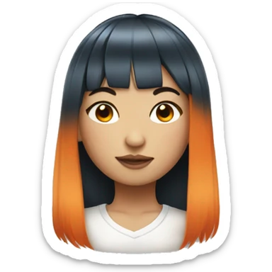 Asian girl with long orange hair and bangs and tattoos sticker
