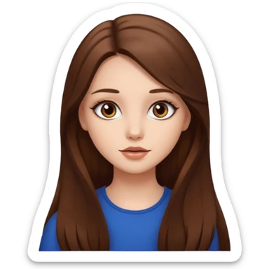 Pretty girl long hair Brown makeup sticker