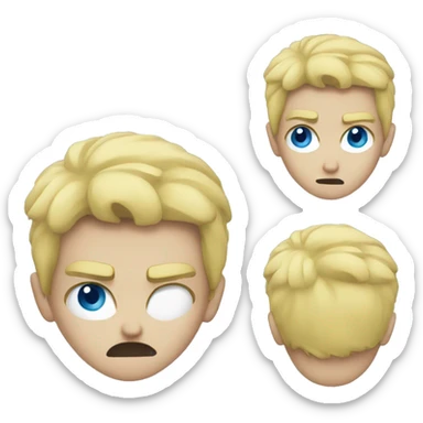 Angry boy blonde blue eyes sticker