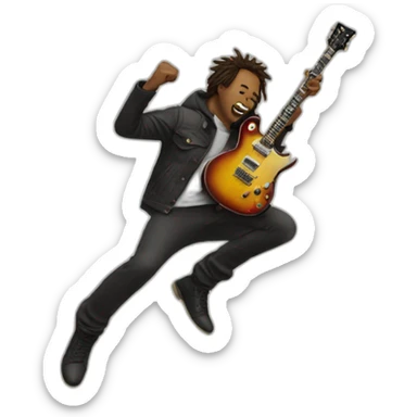 Guitarist jumping sticker