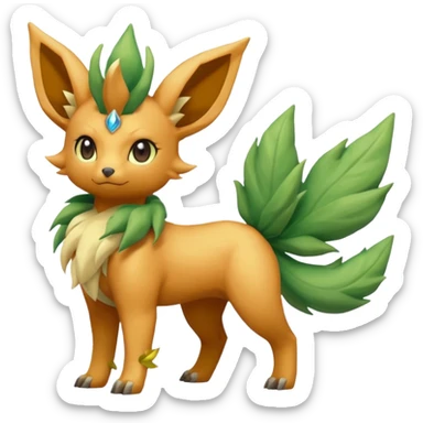 Vulpix-Amaura-Leafeon-Fakémon-Digimon-fusion (full body) sticker