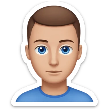 A guy with a buzzcut and blue eyes and brown hair  sticker