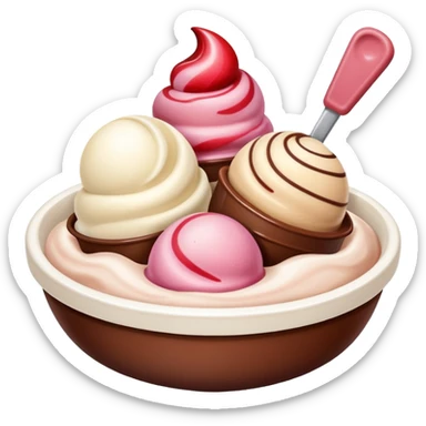 Neapolitan ice cream scoops in a bowl sticker