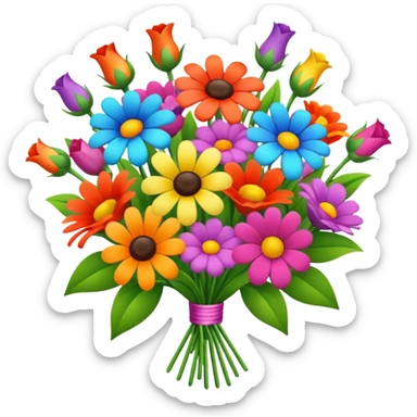 happy birthday Mina with multicolored flowers sticker