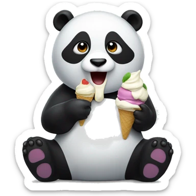 Panda eating ice cream sticker