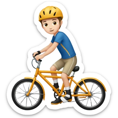 young boy riding a bike sticker