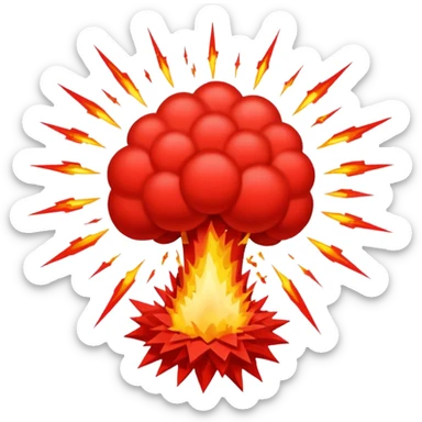 An explosion that will use as the main characters gunfire in a game I'm making. Needs to be red and graphic in nature. The background needs to be blank sticker
