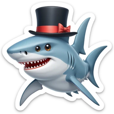 Shark with a top hat sticker