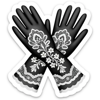 victorian age white lace gloves sticker