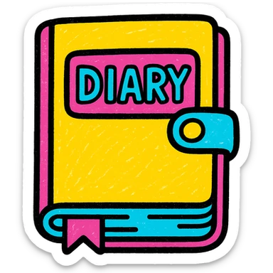 a diary, pop colors style, bold and vibrant palette sticker