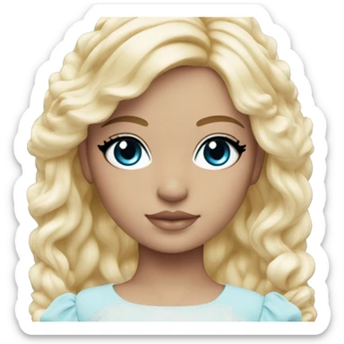 ocean blue doll eyes, blonde hair, feminine, pink, girl, angelic sticker