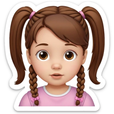baby girl with brown hair and pigtails sticker