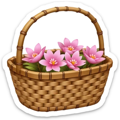 bamboo basket, flower sticker