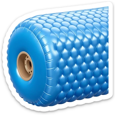 3D render of Bubble Wrapt made of shiny inflatable vinyl, visible seam lines, air valve, highly reflective plastic texture, pool toy aesthetic. sticker