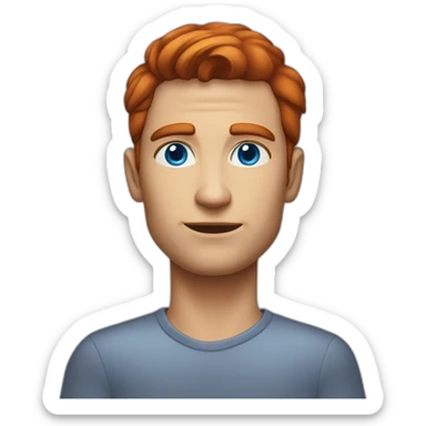 Man Broad face chiselled jaw high cheekbones blue eyes swept back red hair sticker