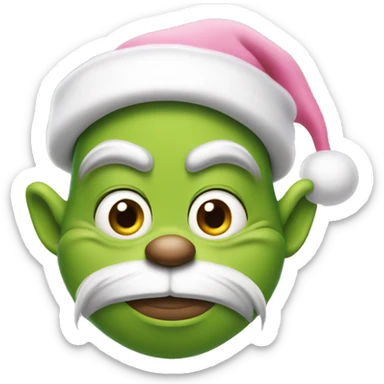 Grinch with a light pink santa hat sticker
