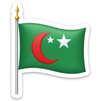 Flag with green rectangle then red rectangle in it a white crescent and a star then a green rectangle  sticker