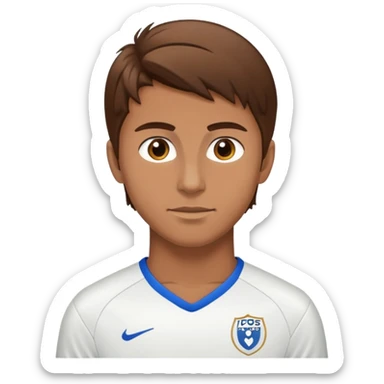 Brown hair give soccer player sticker