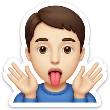 tounge sticking out with 2 hands in the side sticker