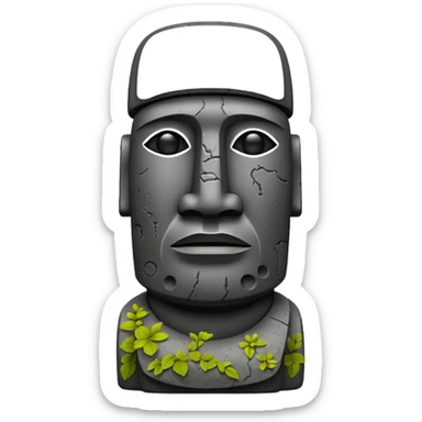 A moai statue in black and white sticker