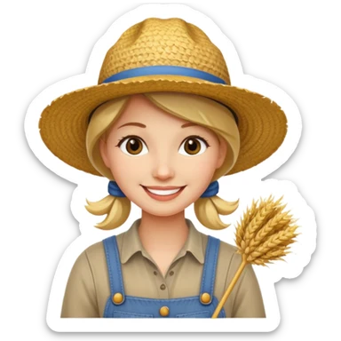 farmer woman with straw hat sticker
