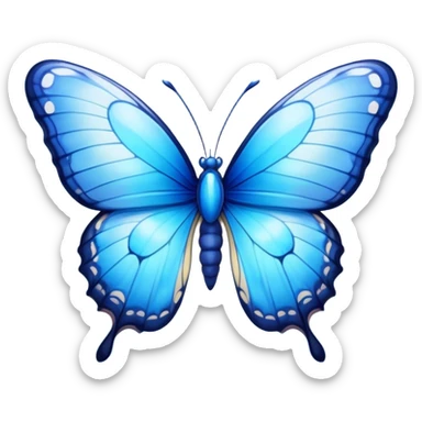 Cinematic Realistic Comical Blue Butterfly Portrait Emoji, Head tilted dramatically with an exaggeratedly amused expression, featuring striking, vividly detailed sapphire wings with playful, intricate patterns and wide, expressive eyes brimming with humorous disbelief, rendered with lifelike clarity and vibrant natural hues, high shine, dramatic yet playful, styled with an air of cheeky floral mischief, soft glowing outline, capturing the essence of a spirited and over‐the‐top blue butterfly that looks ready to flutter its way into viral fame! sticker