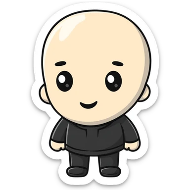 Gothic style character with black clothing and pale face sticker