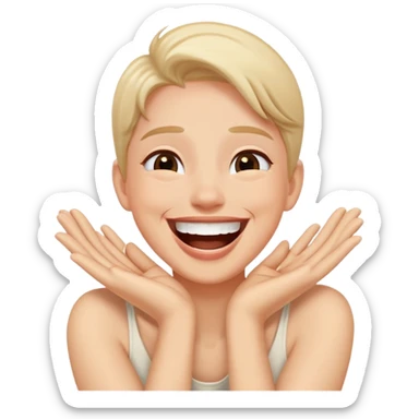 Person with their hands around their neck laughing  sticker