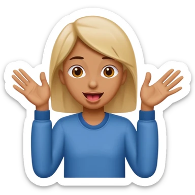 hands to the side tounge  out sticker