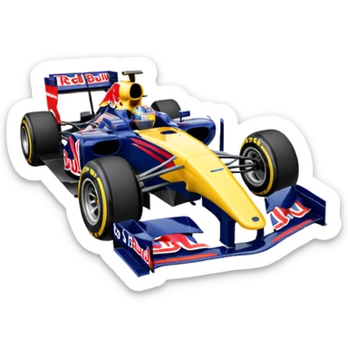 Um carro de fórmula 1 da rede Bull de 2010 com o número 5 no carro sticker