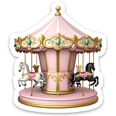Light pink, gold and white Christmas carousel  sticker