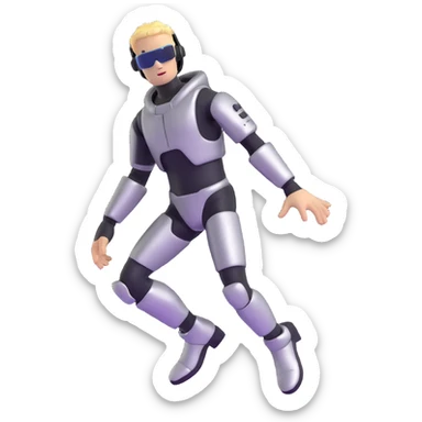 cyber y2k guy with metallic clothing and digital accessories sticker