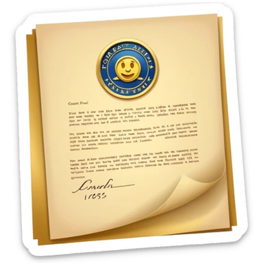 Contract golden paper signed, warranty sticker