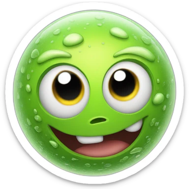 3d sphere with a cartoon Slime skin texture with big feminine eyes sticker