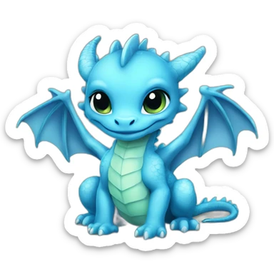dragon cute baby blue water sticker