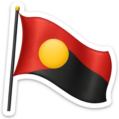 a red and black flag with a yellow circle in the middle sticker