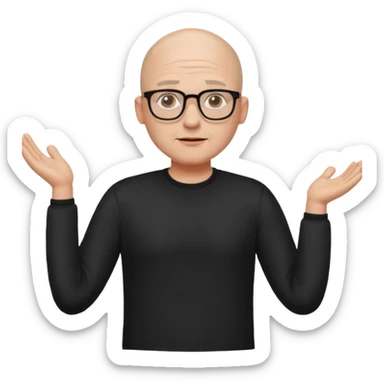 bald man with glasses shrugging sticker