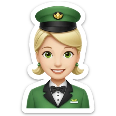 Lady hotel butler with green uniform  sticker