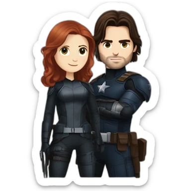 Bucky Barnes with Natasha Romanoff sticker