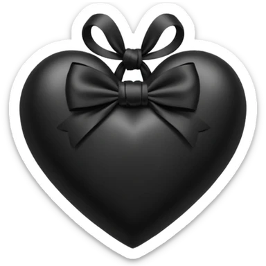 black heart with a black bow in a knot style sticker