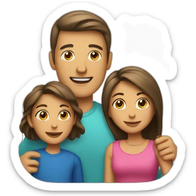 mom and dad with teen kids sticker
