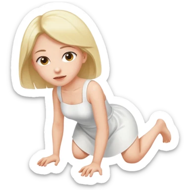 a young woman on all fours, crawling like a bitch. sticker