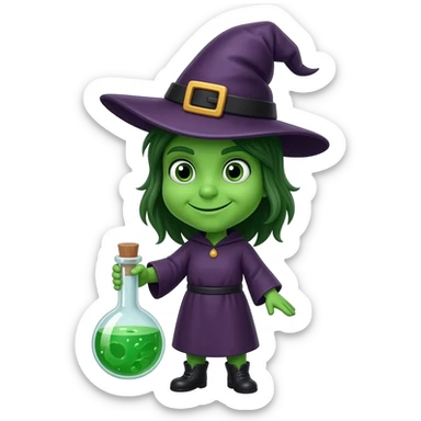 green witch cooking potion sticker