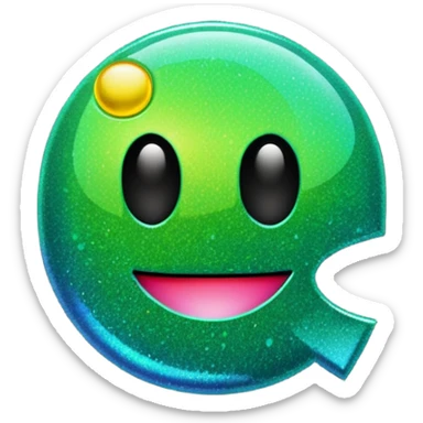 Glitter Green Pacman sticker