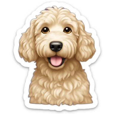 Golden doodle (light cream colored) with more of a wavy coat, medium sized dog sticker